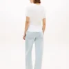 T-shirt in cotone fiammato con nodo sul davanti T-shirt in cotone fiammato con nodo sul davanti