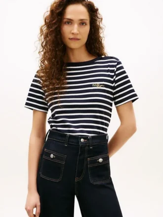 T-shirt in cotone interlock con bottoni dorati