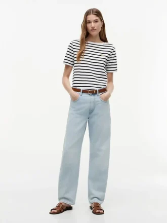 T-shirt in cotone interlock con bottoni dorati