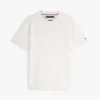 T-shirt in jacquard con logo bandiera su tutta la superficie T-shirt in jacquard con logo bandiera su tutta la superficie