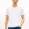 T-shirt in maglia con bordi a contrasto New York Label T-shirt in maglia con bordi a contrasto New York Label