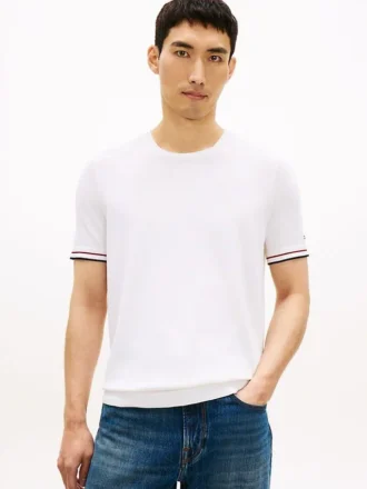 T-shirt in maglia con bordi a contrasto New York Label