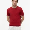 T-shirt in maglia con bordi a contrasto New York Label T-shirt in maglia con bordi a contrasto New York Label