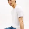 T-shirt in maglia con bordi a contrasto New York Label T-shirt in maglia con bordi a contrasto New York Label