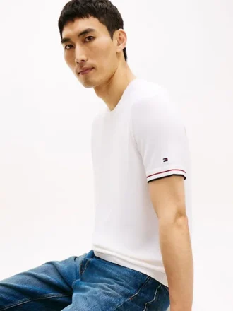 T-shirt in maglia con bordi a contrasto New York Label