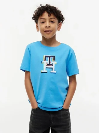 T-shirt monogramma multicolore per bambini