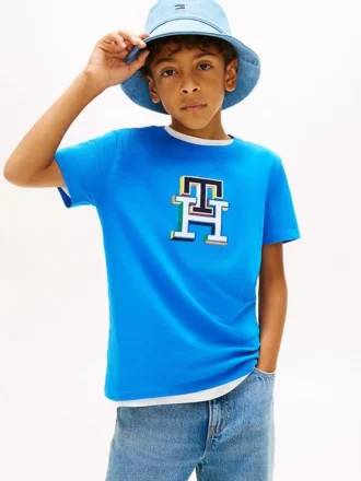T-shirt monogramma multicolore per bambini