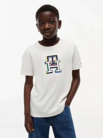 T-shirt monogramma multicolore per bambini
