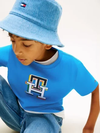 T-shirt monogramma multicolore per bambini