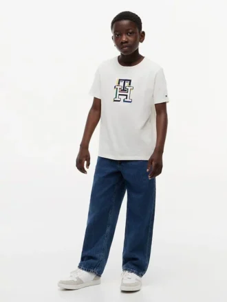 T-shirt monogramma multicolore per bambini