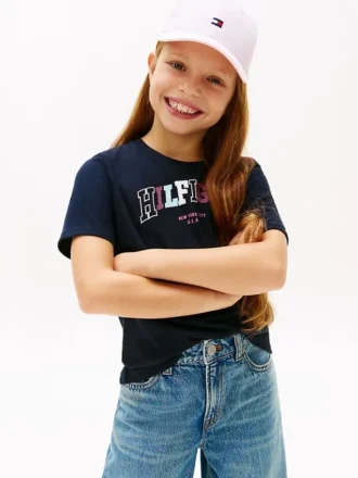 T-shirt multicolore con logo Hilfiger per bambini