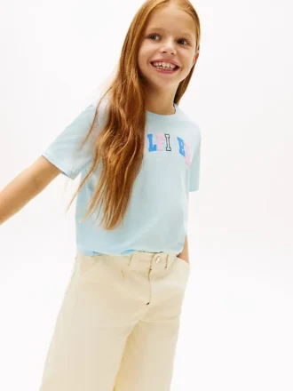 T-shirt multicolore con logo Hilfiger per bambini