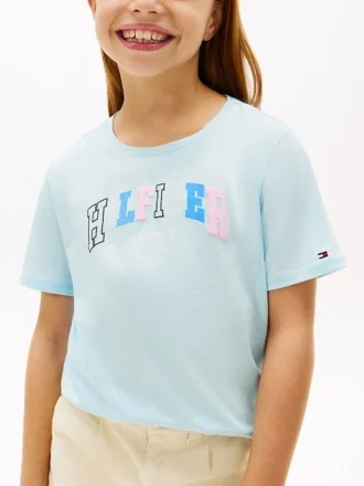 T-shirt multicolore con logo Hilfiger per bambini