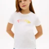 T-shirt multicolore con logo in rilievo per bambini