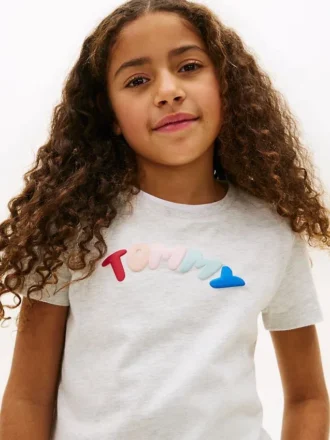 T-shirt multicolore con logo in rilievo per bambini