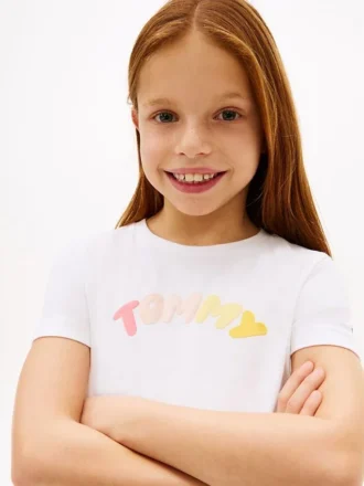 T-shirt multicolore con logo in rilievo per bambini