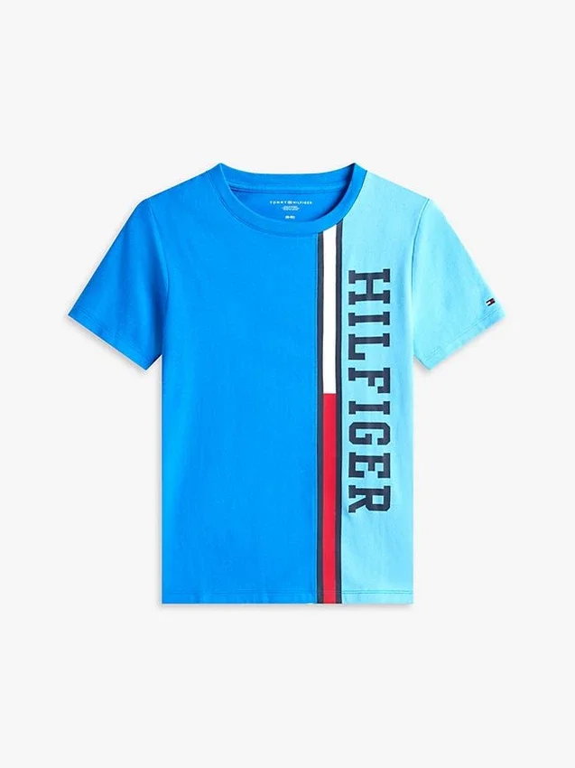 T-shirt per bambini con logo a blocchi di colore verticali T-shirt per bambini con logo a blocchi di colore verticali