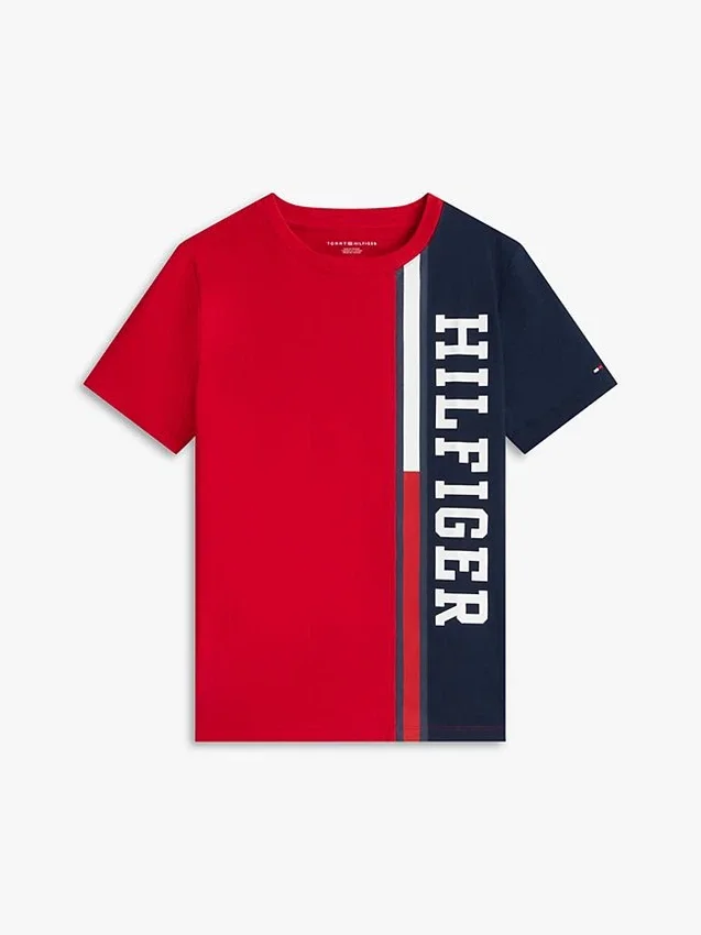 T-shirt per bambini con logo a blocchi di colore verticali T-shirt per bambini con logo a blocchi di colore verticali