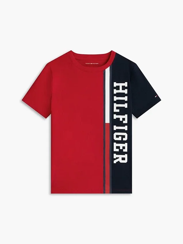 T-shirt per bambini con logo a blocchi di colore verticali T-shirt per bambini con logo a blocchi di colore verticali