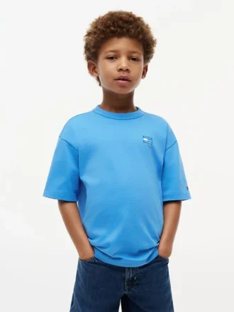 T-shirt per bambini con logo bandiera tono su tono