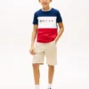 T-shirt per bambini con logo multibandiera a blocchi di colore T-shirt per bambini con logo multibandiera a blocchi di colore