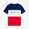 T-shirt per bambini con logo multibandiera a blocchi di colore T-shirt per bambini con logo multibandiera a blocchi di colore