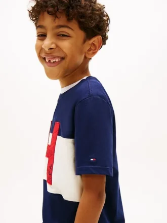 T-shirt per bambini con logo nautico a blocchi di colore