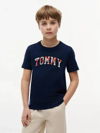 T-shirt per bambini con logo Tommy floreale