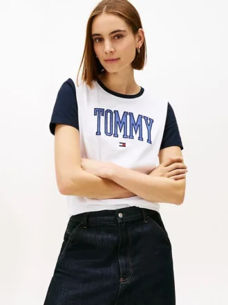 T-shirt Ringer con logo Tommy Varsity