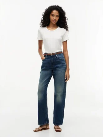 T-shirt slim fit a girocollo in punto traforato