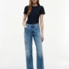 T-shirt slim fit a girocollo in punto traforato