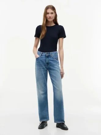T-shirt slim fit a girocollo in punto traforato