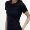 T-shirt slim fit a girocollo in punto traforato