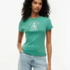 T-shirt slim fit con logo Crest tinta in capo T-shirt slim fit con logo Crest tinta in capo