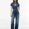 T-shirt slim fit con logo Crest tinta in capo T-shirt slim fit con logo Crest tinta in capo