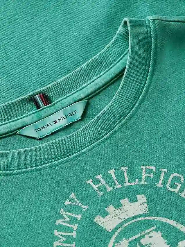 T-shirt slim fit con logo Crest tinta in capo T-shirt slim fit con logo Crest tinta in capo