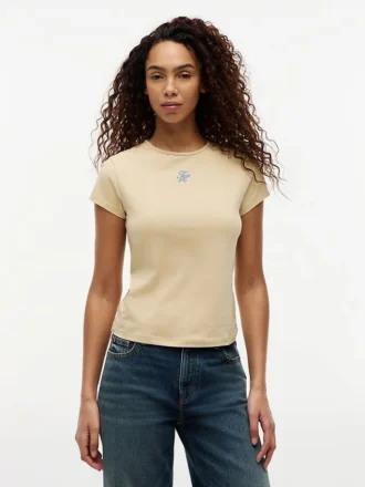 T-shirt slim fit con monogramma in stile calligrafico