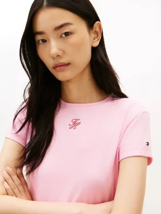 T-shirt slim fit con monogramma in stile calligrafico