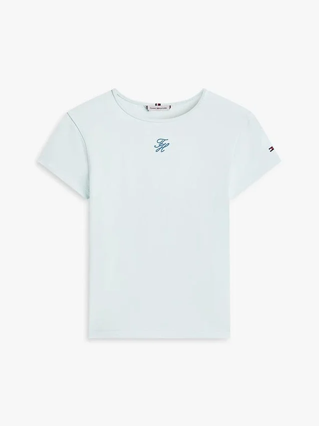 T-shirt slim fit con monogramma in stile calligrafico T-shirt slim fit con monogramma in stile calligrafico