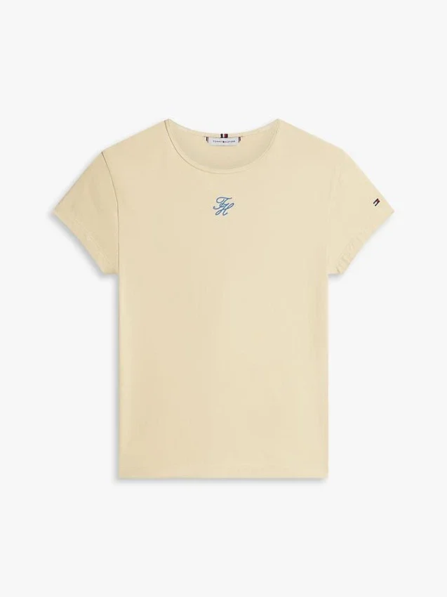 T-shirt slim fit con monogramma in stile calligrafico T-shirt slim fit con monogramma in stile calligrafico
