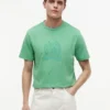T-shirt tinta in capo con logo foglia d’alloro T-shirt tinta in capo con logo foglia d’alloro