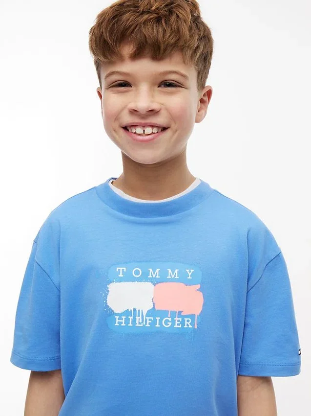 T-shirt Tommy con logo graffiti per bambini T-shirt Tommy con logo graffiti per bambini