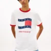 T-shirt Tommy Jeans con bordo a righe e bandiera ondulata