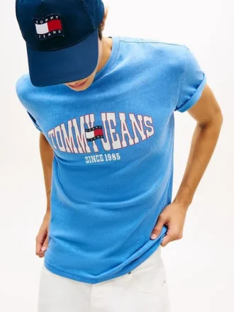 T-shirt Tommy Jeans con logo bandiera ondulata