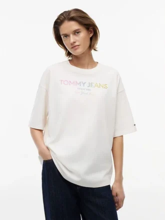 T-shirt Tommy Jeans con logo in cristallo