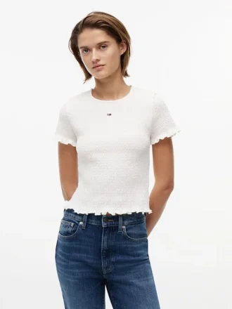 T-shirt Tommy Jeans slim fit con arricciature