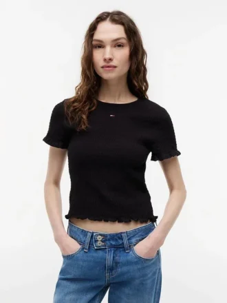 T-shirt Tommy Jeans slim fit con arricciature