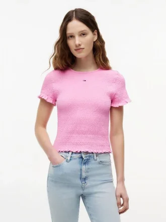 T-shirt Tommy Jeans slim fit con arricciature