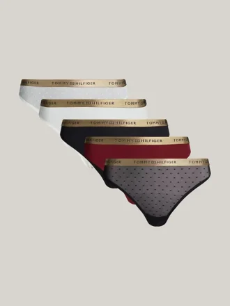 Tanga con cintura con logo, confezione da 5