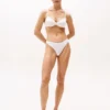 Tanga in cotone elasticizzato con logo ripetuto